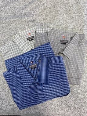 Van Heusen Men’s Traveler Slim Fit Dress Shirts, Large, Three Shirts in total.